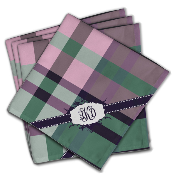 Custom Plaid with Pop Cloth Napkins (Set of 4) (Personalized)