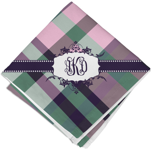 Custom Plaid with Pop Cloth Cocktail Napkin - Single w/ Monogram