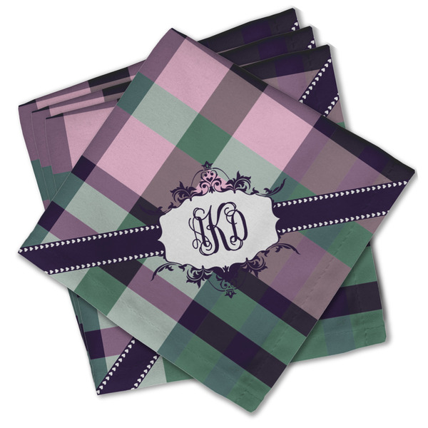 Plaid with Pop Cloth Napkins - Personalized Lunch (PARENT MAIN Set of 4)