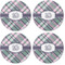 Plaid with Pop Coaster Round Rubber Back - Apvl