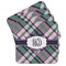 Plaid with Pop Cork Coaster - Set of 4 w/ Monogram