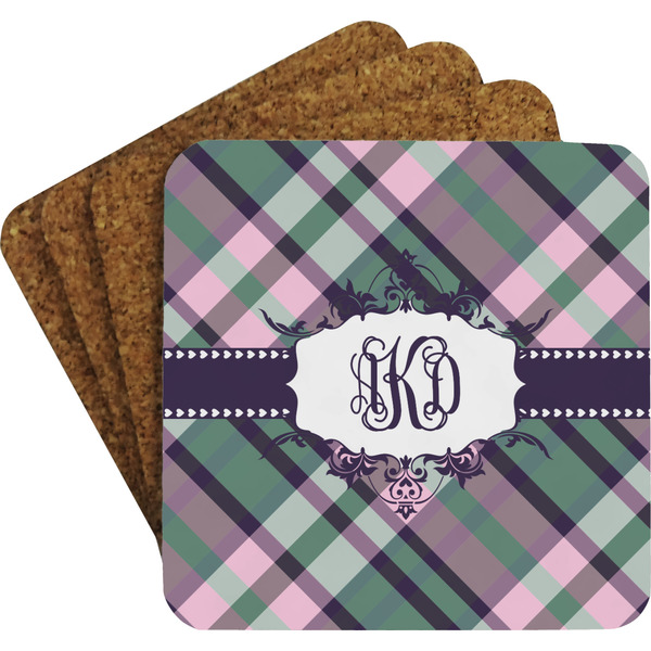 Plaid with Pop Coaster Set (Personalized)