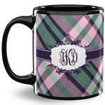 Plaid with Pop 11 Oz Coffee Mug - Black (Personalized)