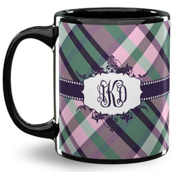 Plaid with Pop 11 Oz Coffee Mug - Black (Personalized)