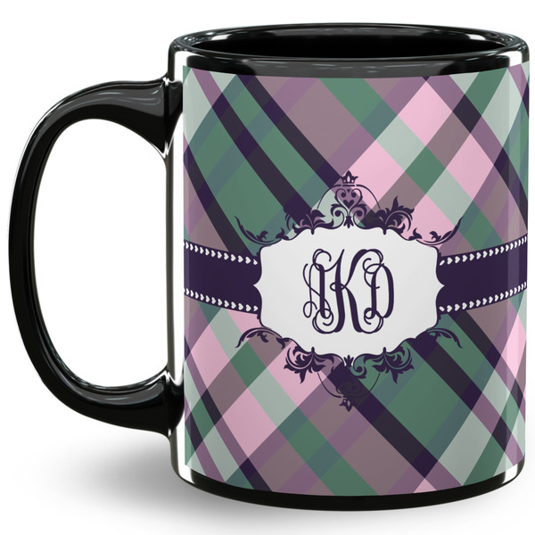 Custom Plaid with Pop 11 Oz Coffee Mug - Black (Personalized)