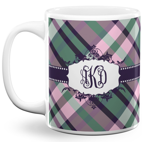 Custom Plaid with Pop 11 Oz Coffee Mug - White (Personalized)