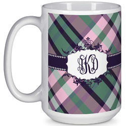 Plaid with Pop 15 Oz Coffee Mug - White (Personalized)