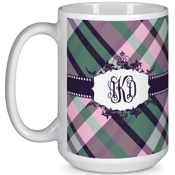 Custom Plaid with Pop 15 Oz Coffee Mug - White (Personalized)