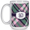 Plaid with Pop 15 Oz Coffee Mug - White (Personalized)