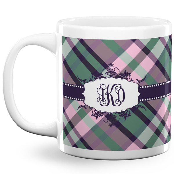 Plaid with Pop Coffee Mug - 20 oz - White