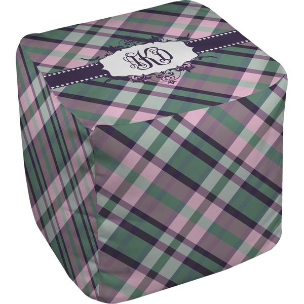 Custom Plaid with Pop Cube Pouf Ottoman (Personalized)