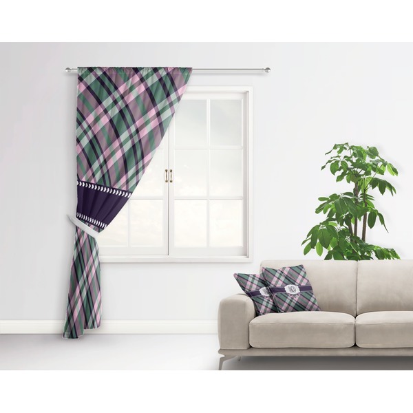 Plaid with Pop Curtain With Window and Rod - in Room Matching Pillow
