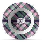 Plaid with Pop Plastic Bowl - Microwave Safe - Composite Polymer (Personalized)