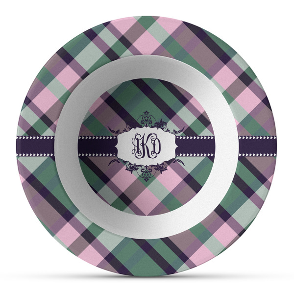 Custom Plaid with Pop Plastic Bowl - Microwave Safe - Composite Polymer (Personalized)