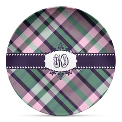 Plaid with Pop Microwave Safe Plastic Plate - Composite Polymer (Personalized)