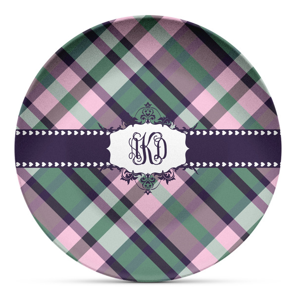 Custom Plaid with Pop Microwave Safe Plastic Plate - Composite Polymer (Personalized)