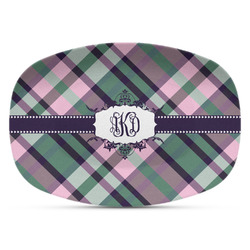 Plaid with Pop Plastic Platter - Microwave & Oven Safe Composite Polymer (Personalized)