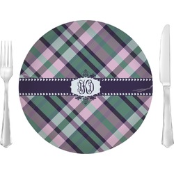 Plaid with Pop 10" Glass Lunch / Dinner Plates - Single or Set (Personalized)