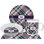 Plaid with Pop Dinner Set - Single 4 Pc Setting w/ Monograms