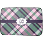 Plaid with Pop Dish Drying Mat w/ Monogram