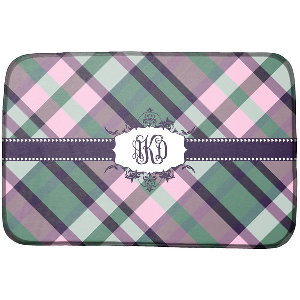Custom Plaid with Pop Dish Drying Mat w/ Monogram