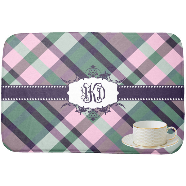 Plaid with Pop Dish Drying Mat - with cup
