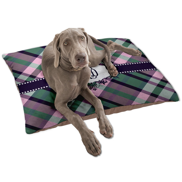 Custom Plaid with Pop Dog Bed - Large w/ Monogram
