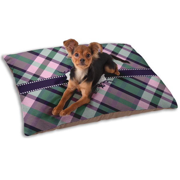 Custom Plaid with Pop Dog Bed - Small w/ Monogram