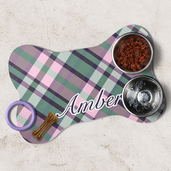 Plaid with Pop Dog Bone Shaped Mat Lifestyle