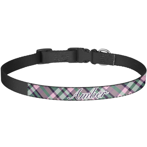 Custom Plaid with Pop Dog Collar - Large (Personalized)