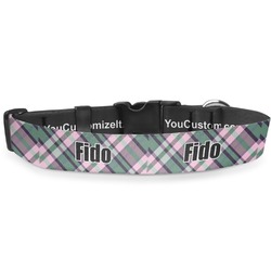 Plaid with Pop Deluxe Dog Collar - Medium (11.5" to 17.5") (Personalized)