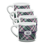 Plaid with Pop Double Shot Espresso Cups - Set of 4 (Personalized)