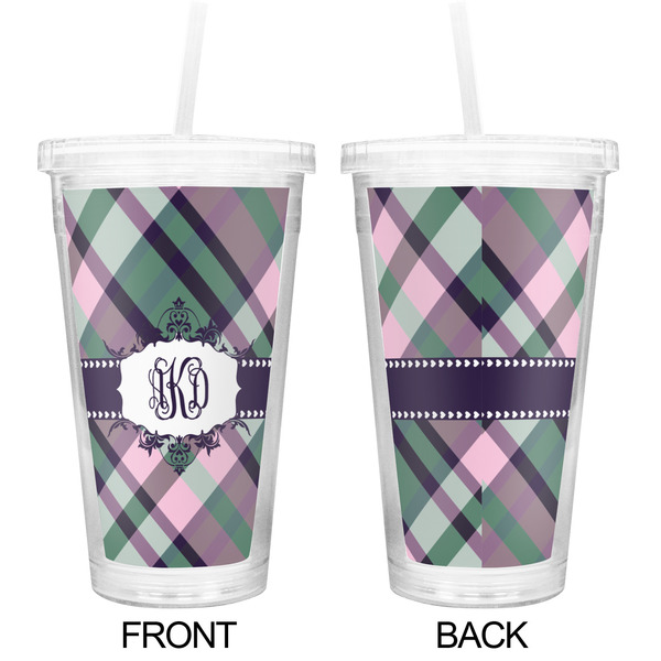 Plaid with Pop Double Wall Tumbler with Straw - Approval