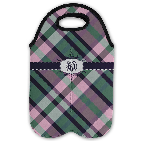 Plaid with Pop Double Wine Tote - Flat (new)