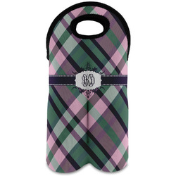 Plaid with Pop Wine Tote Bag (2 Bottles) (Personalized)