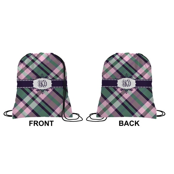 Plaid with Pop Drawstring Backpack Front & Back Small