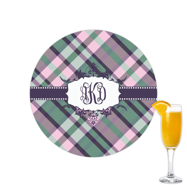 Custom Plaid with Pop Printed Drink Topper - 2.15" (Personalized)