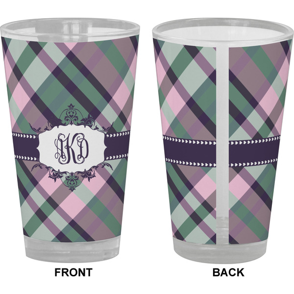 Plaid with Pop Pint Glass - Full Color - Front & Back Views
