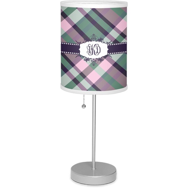 Custom Plaid with Pop 7" Drum Lamp with Shade (Personalized)