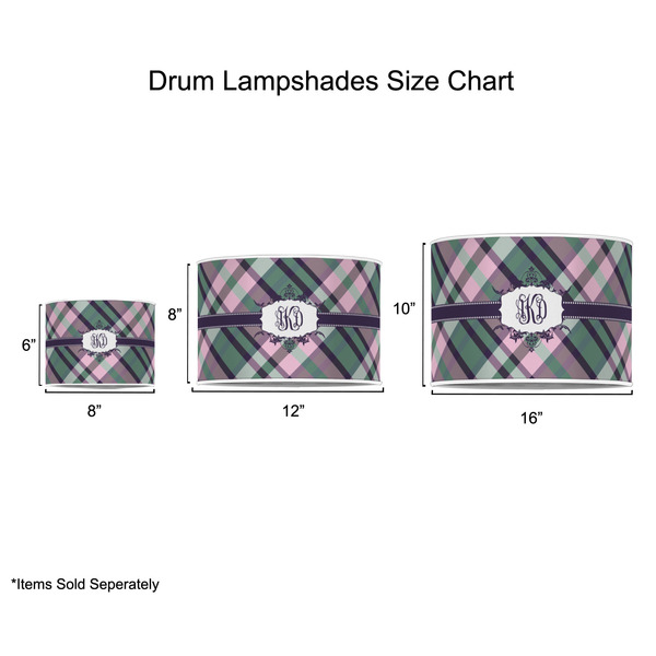 Plaid with Pop Drum Lampshades - Sizing Chart