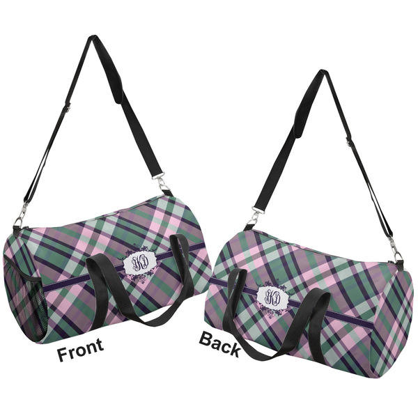 Plaid with Pop Duffle bag large front and back sides