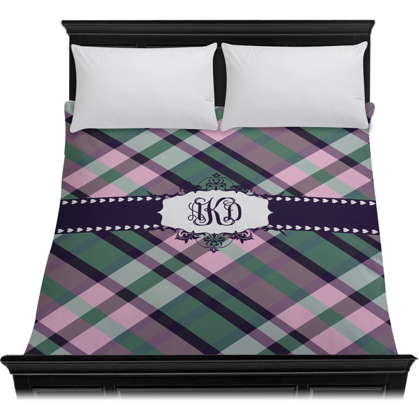 Plaid with Pop Duvet Cover - Queen - On Bed - No Prop