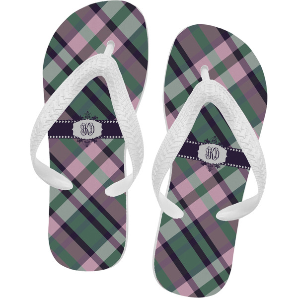 Custom Plaid with Pop Flip Flops - Small (Personalized)