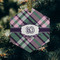 Plaid with Pop Frosted Glass Ornament - Hexagon (Lifestyle)