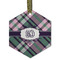Plaid with Pop Frosted Glass Ornament - Hexagon