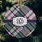 Plaid with Pop Frosted Glass Ornament - Round (Lifestyle)