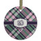 Plaid with Pop Frosted Glass Ornament - Round