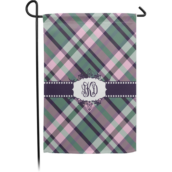 Custom Plaid with Pop Small Garden Flag - Single Sided w/ Monograms