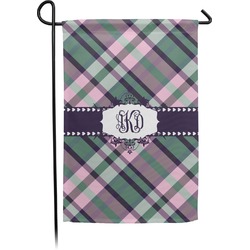 Plaid with Pop Small Garden Flag - Double Sided w/ Monograms