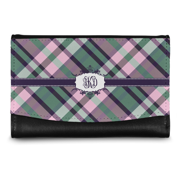 Custom Plaid with Pop Genuine Leather Women's Wallet - Small (Personalized)